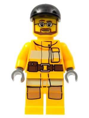 Fire - Bright Light Orange Fire Suit with Utility Belt, Black Short Bill Cap, Beard and Glasses – ГРАДСКИ