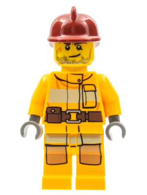 Fire - Bright Light Orange Fire Suit with Utility Belt, Dark Red Fire Helmet, Crooked Smile and Scar – ГРАДСКИ