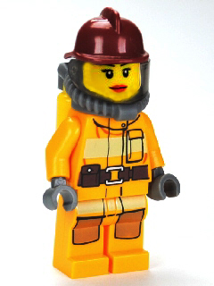 Fire - Bright Light Orange Fire Suit with Utility Belt, Dark Red Fire Helmet, Yellow Air Tanks, Red Lips – ГРАДСКИ