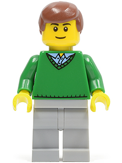 Green V-Neck Sweater, Light Bluish Gray Legs, Reddish Brown Hair – ГРАДСКИ