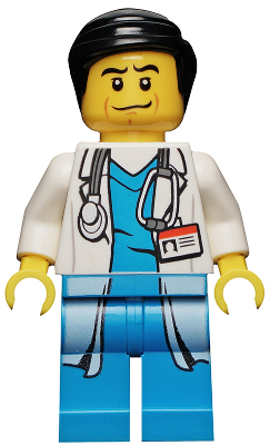 Doctor - Long Lab Coat over Dark Azure Shirt, Stethoscope, Black Smooth Hair – ГРАДСКИ