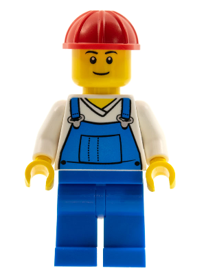 Overalls Blue over V-Neck Shirt, Blue Legs, Red Construction Helmet – ГРАДСКИ