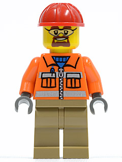 Construction Worker - Orange Zipper, Safety Stripes, Orange Arms, Dark Tan Legs, Red Construction Helmet, Safety Goggles – ГРАДСКИ