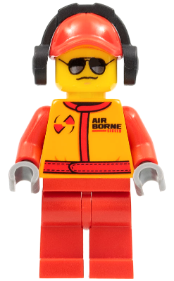 Monster Truck Mechanic, Racing Suit with Airborne Spoilers Logo, Red Cap with Hole, Headphones, Black and Silver Sunglasses – ГРАДСКИ