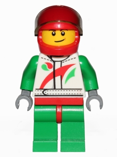 Race Car Driver, White Racing Suit with Octan Logo, Red Helmet with Trans-Brown Visor, Crooked Smile with Brown Dimple – ГРАДСКИ