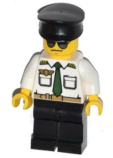 Airport - Pilot, White Shirt with Dark Green Tie and Belt, Black Legs, Black Hat – ГРАДСКИ