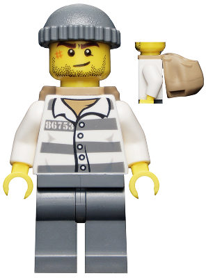 Police - Jail Prisoner 86753 Prison Stripes, Dark Bluish Gray Knit Cap, Backpack, Crooked Smile and Scar – ГРАДСКИ