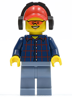 Plaid Button Shirt, Sand Blue Legs, Red Cap with Hole, Black Headphones – ГРАДСКИ