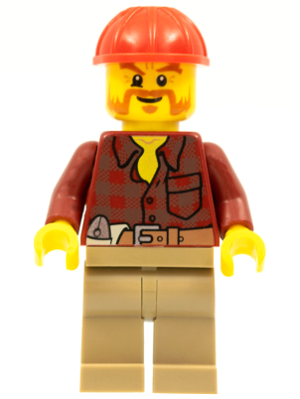 Flannel Shirt with Pocket and Belt, Dark Tan Legs, Red Construction Helmet, Beard – ГРАДСКИ