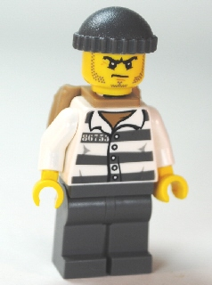 Police - Jail Prisoner 86753 Prison Stripes, Dark Bluish Gray Knit Cap, Backpack, Scowl – ГРАДСКИ