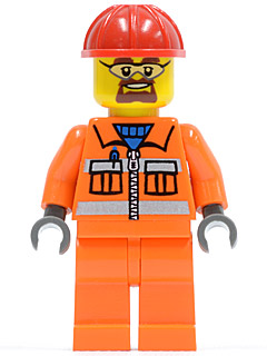 Construction Worker - Orange Zipper, Safety Stripes, Orange Arms, Orange Legs, Red Construction Helmet, Beard and Safety Goggles – ГРАДСКИ