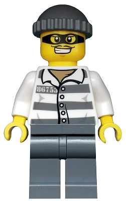 Police - Jail Prisoner 86753 Prison Stripes, Dark Bluish Gray Knit Cap, Mask – ГРАДСКИ