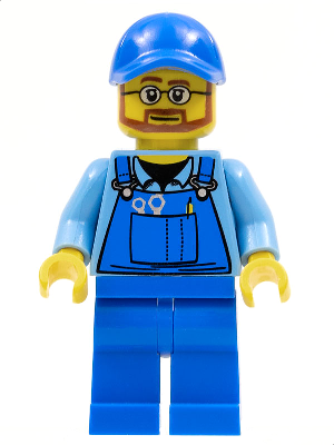 Overalls with Tools in Pocket Blue, Blue Cap with Hole, Beard and Glasses – ГРАДСКИ