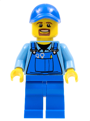 Overalls with Tools in Pocket Blue, Blue Cap with Hole, Brown Moustache and Goatee – ГРАДСКИ