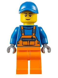 Overalls with Safety Stripe Orange, Orange Legs, Blue Short Bill Cap, Thin Grin – ГРАДСКИ