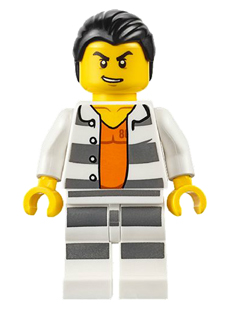Police - Jail Prisoner Shirt with Prison Stripes and Orange Undershirt, Striped Legs, Hair Combed – ГРАДСКИ