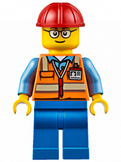 Orange Safety Vest with Reflective Stripes, Blue Legs, Red Construction Helmet, Glasses (TV Tower Technician) – ГРАДСКИ