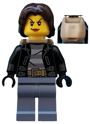 Police - City Bandit Crook Female, Sand Blue Legs, Dark Brown Mid-Length Tousled Hair, Backpack – ГРАДСКИ