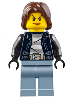 Police - City Bandit Crook Female, Sand Blue Legs, Dark Brown Mid-Length Tousled Hair – ГРАДСКИ