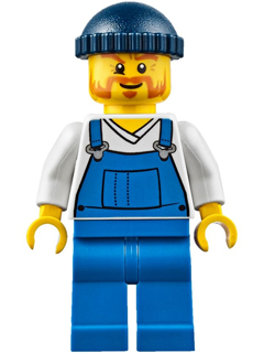 Fire Lighthouse Keeper - Overalls Blue over V-Neck Shirt, Blue Legs, Dark Blue Knit Cap – ГРАДСКИ