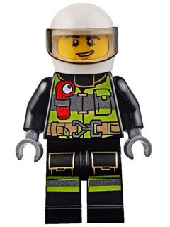 Fire - Reflective Stripes with Utility Belt and Flashlight, White Helmet, Trans-Brown Visor, Lopsided Grin – ГРАДСКИ
