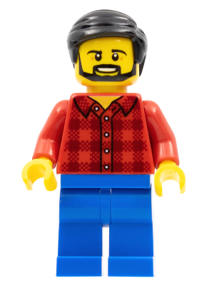 Male - Red Plaid Flannel Shirt, Blue Legs, Black Hair, Beard – ГРАДСКИ