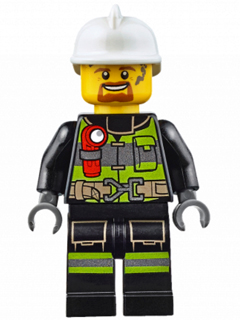 Fire - Reflective Stripes with Utility Belt and Flashlight, White Fire Helmet, Dark Orange Moustache and Goatee, Soot Marks – ГРАДСКИ