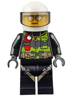 Fire - Reflective Stripes with Utility Belt and Flashlight, White Helmet, Trans-Brown Visor, Silver Sunglasses – ГРАДСКИ