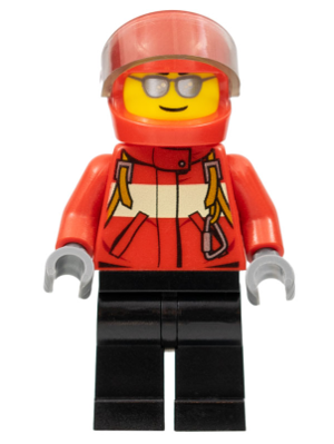 City Pilot Male, Red Fire Suit with Carabiner, Black Legs, Red Helmet, Silver Sunglasses – ГРАДСКИ