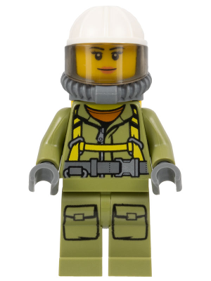 Volcano Explorer - Female Worker, Suit with Harness, Construction Helmet, Breathing Neck Gear with Air Tanks, Trans-Brown Visor – ГРАДСКИ
