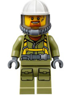 Volcano Explorer - Male Worker, Suit with Harness, Construction Helmet, Breathing Neck Gear with Yellow Air Tanks, Trans-Brown Visor, Goatee – ГРАДСКИ