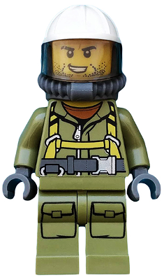 Volcano Explorer - Male Worker, Suit with Harness, Construction Helmet, Breathing Neck Gear with Yellow Air Tanks, Trans-Brown Visor, Stubble – ГРАДСКИ