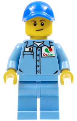 Medium Blue Uniform Shirt with Pocket and Octan Logo, Medium Blue Legs, Blue Cap with Hole, Lopsided Smile – ГРАДСКИ