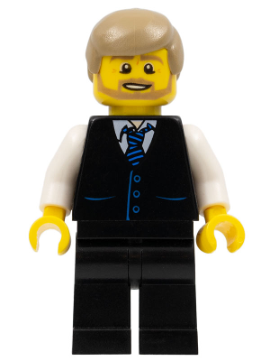 Black Vest with Blue Striped Tie, Black Legs, White Arms, Dark Tan Male Hair, Dark Tan Beard – ГРАДСКИ