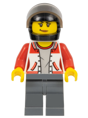 ATV Driver - Female, Jacket with Number 8 on Back, Dark Bluish Gray Legs, Black Helmet – ГРАДСКИ