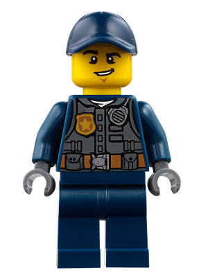 Police - City Officer with Dark Bluish Gray Vest with Badge and Radio, Dark Blue Legs, Dark Blue Cap – ГРАДСКИ