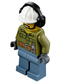 Volcano Explorer - Male, Shirt with Belt and Radio, Black Angular Beard, White Construction Helmet with Black Ear Protectors / Headphones – ГРАДСКИ