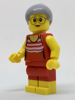 Beachgoer - Gray Female Hair and Red Old-Fashioned Swimsuit – ГРАДСКИ