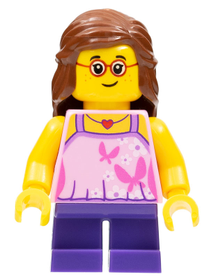 Child - Girl, Bright Pink Top, Dark Purple Legs, Reddish Brown Hair, Glasses, Freckles – ГРАДСКИ