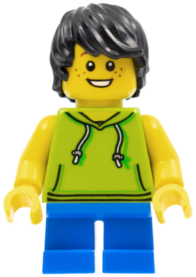 Beachgoer - Boy, Lime Hoodie and Blue Legs – ГРАДСКИ