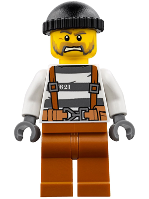 Police - Jail Prisoner Overalls 621 Prison Stripes, Dark Orange Legs, Black Knit Cap, Beard – ГРАДСКИ