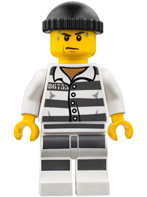 Police - Jail Prisoner 86753 Prison Stripes, Black Knit Cap, White Striped Legs, Sweat Drops – ГРАДСКИ
