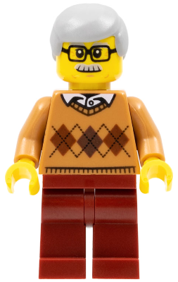 City Newsstand Visitor - Medium Nougat Argyle Sweater, Dark Red Legs, Light Bluish Gray Hair – ГРАДСКИ