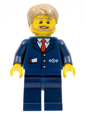 City Bus Driver - Dark Blue Suit with Train Logo, Dark Tan Short Tousled Hair, Beard – ГРАДСКИ