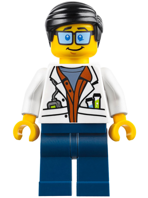 City Jungle Scientist - White Lab Coat with Test Tubes, Dark Blue Legs, Black Smooth Hair – ГРАДСКИ