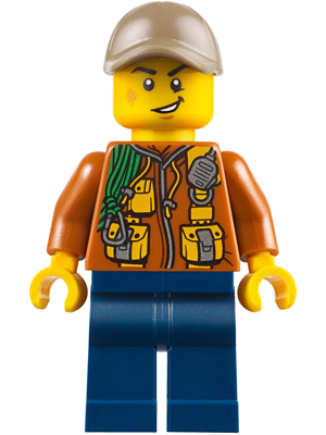 City Jungle Explorer - Dark Orange Jacket with Pouches, Dark Blue Legs, Dark Tan Cap with Hole, Scuff Mark – ГРАДСКИ