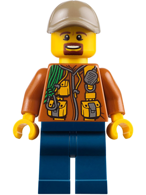 City Jungle Explorer - Dark Orange Jacket with Pouches, Dark Blue Legs, Dark Tan Cap with Hole, Brown Moustache and Goatee – ГРАДСКИ
