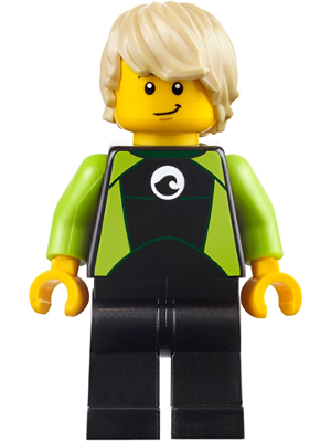 Coast Guard City - Surfer in Black and Lime Wetsuit, Tan Wavy Hair – ГРАДСКИ