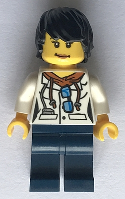 City Jungle Scientist Female - White Lab Coat with Sunglasses, Dark Blue Legs, Black Tousled Hair – ГРАДСКИ