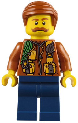City Jungle Explorer - Dark Orange Jacket with Pouches, Dark Blue Legs, Dark Orange Smooth Hair, Moustache – ГРАДСКИ